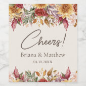 Herfstloof Bloemen Ivoor Wijn Trouw Wijn Etiket (Enkel label)