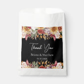 Herfstloof Bloemen Zwart en Wit Bruiloft Bedankzakje (Voorkant)