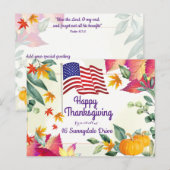 Herfstloof en Amerikaanse vlag Kerstmis Thanksgivi Feestdagenkaart (Voorkant / Achterkant)