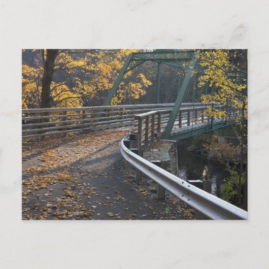 Herfstloof en een brug over de Millers Briefkaart (Voorkant)