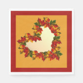 Herfstloof Hart Papieren Servet (Voorkant)
