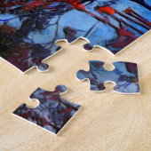 Herfstloof herfstseizoen legpuzzel met meer (Zijkant)