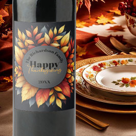 Herfstloof Kerst Familie Thanksgiving Wijn Etiket