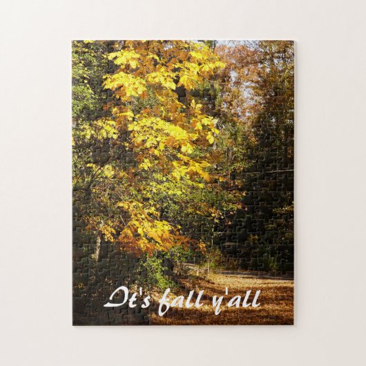 Herfstloof langs landweg legpuzzel (Verticaal)