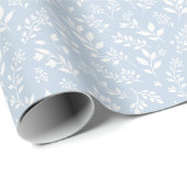 Herfstloof Neutraal - Stofblauw Cadeaupapier (Rol Hoek)