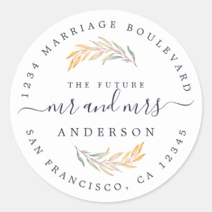 Herfstloof Toekomst Mrs Trouw Retouradres Ronde Sticker