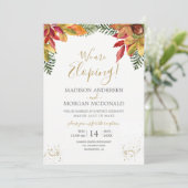 Herfstloof vluchtige huwelijksreceptie uitnodiging (Staand voorkant)