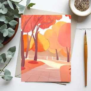 Herfstloof Wandel Abstract Waterverf Briefkaart