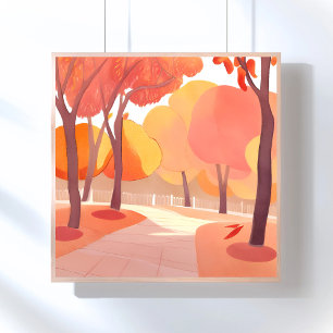 Herfstloof Wandel Abstract Waterverf Poster