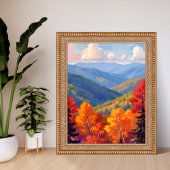 Herfstloof | Watercolor Berglandschap Poster