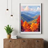 Herfstloof | Watercolor Berglandschap Poster