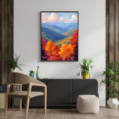 Herfstloof | Watercolor Berglandschap Poster
