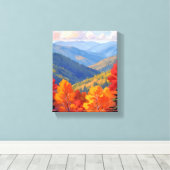 Herfstloof | Waterverf Berglandschap Canvas Afdruk (Insitu (Houten vloer))