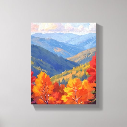 Herfstloof | Waterverf Berglandschap Canvas Afdruk (Voorkant)
