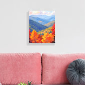 Herfstloof | Waterverf Berglandschap Canvas Afdruk (Insitu (Woonkamer))