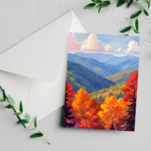 Herfstloof   Waterverf berglandschap kaart