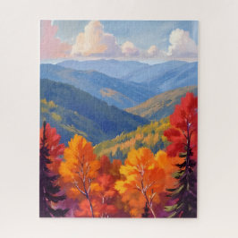 Herfstloof | Waterverf berglandschap Legpuzzel