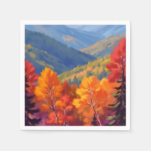 Herfstloof Waterverf berglandschap Servet