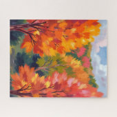 Herfstloof | Waterverf Natuur Herfstbladeren Legpuzzel (Horizontaal)