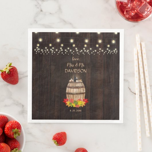 Herfstloof Wijngaard Trouwfeest in een wijnvat Servet (Insitu)