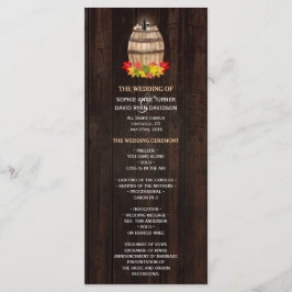 Herfstloof wijnvat wijngaard trouwprogramma programmakaart