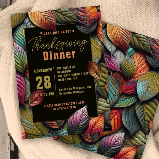 Herfstmaaltijd met sfeervolle Thanksgiving-diner Kaart