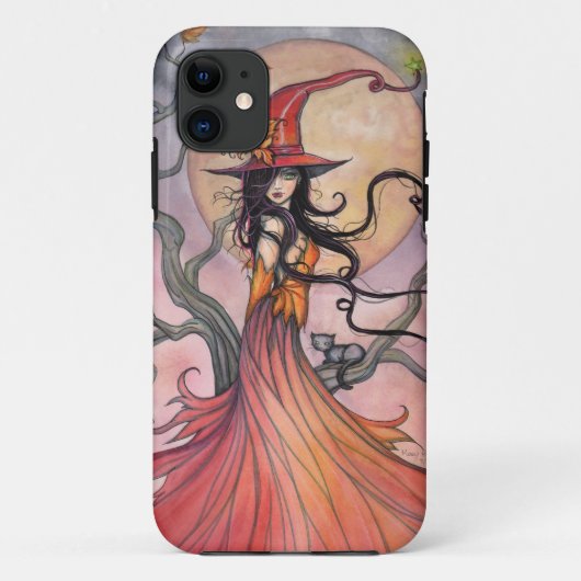Herfstmagie Heks en Kat Fantasie Kunst Case-Mate iPhone Case (Achterkant)