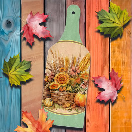 Herfstmand, Bloemen, Pompoenen, Maisblad Snijplank