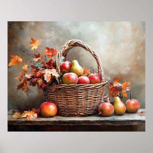 Herfstmand met fruit poster (Voorkant)