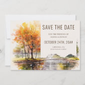 Herfstmeer Aquarel Landpark Bewaar de datum Save The Date (Voorkant)