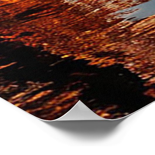 Herfstmeer en boot poster (Hoek)