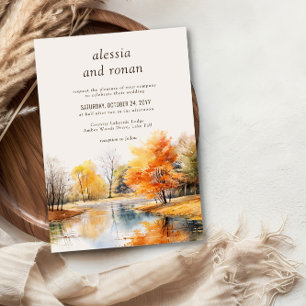 Herfstmeer Watercolor Bestemming Trouw Kaart