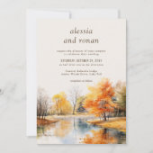 Herfstmeer Watercolor Bestemming Trouw Kaart (Voorkant)