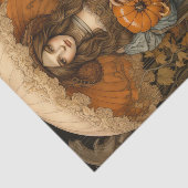 Herfstmeisje met paraplu pompoen Herfst decoupage Tissuepapier (Detail)