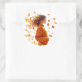 herfstmeisje ronde sticker (Tas)