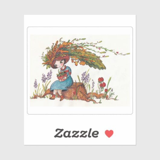 herfstmeisje sticker (Vel)