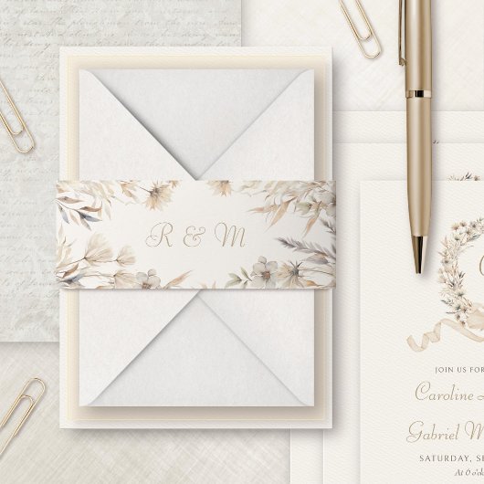 Herfstmonogram Elegante bruiloft Uitnodigingen Wikkel