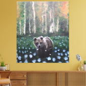 Herfstmorgen in een bos Beer Bloemen en Bloemen Canvas Afdruk (Insitu (Woonkamer))