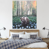 Herfstmorgen in een bos Beer Bloemen en Bloemen Canvas Afdruk (Insitu (Slaapkamer))