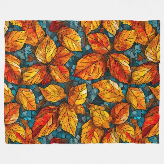 Herfstmozaïekpatroon Fleece Deken (Voorkant (Horizontaal))