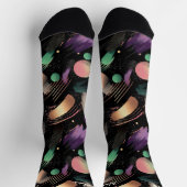 Herfstnacht Abstracte Sokken in Paarse en groene k (Top)