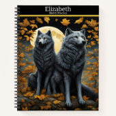 Herfstnacht, wolven huilen naar de maan notitieboek (Voorkant)