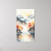 Herfstnevel over het bergmeer canvas afdruk (Voorkant)