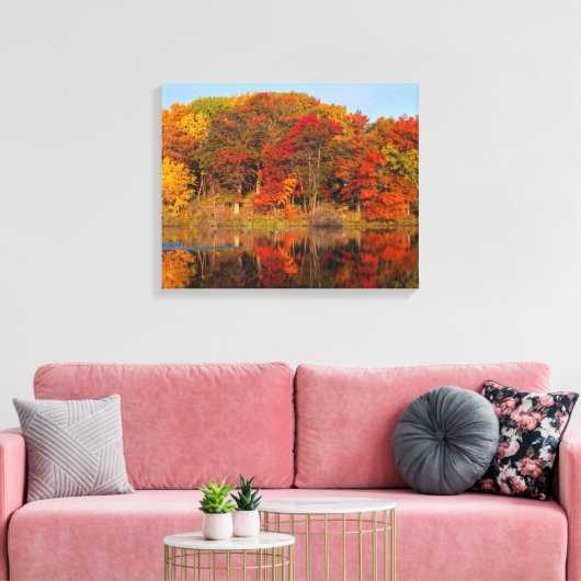 Herfstochtend in Marthaler Park en Pond Canvas Afdruk (Insitu (Woonkamer))