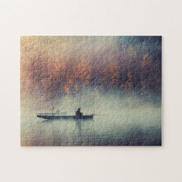 Herfstochtend Vissen Ontsnappen Naar Het Meer Legpuzzel