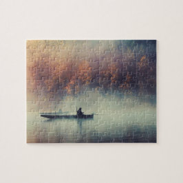 Herfstochtend Vissen Ontsnappen Naar Het Meer Legpuzzel