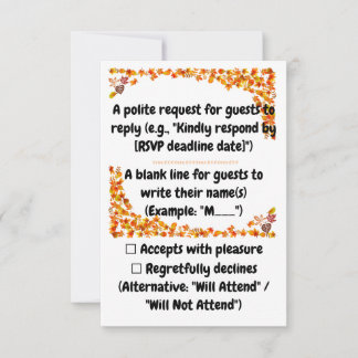 Herfstomarming Oranje & Tane bladontwerp RSVP Kaartje
