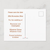 Herfstontwerp Bruiloft Sla de datum op Aankondigingskaart (Achterkant)