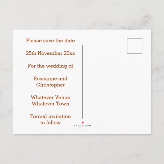 Herfstontwerp Bruiloft Sla de datum op Aankondigingskaart (Achterkant)