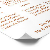 Herfstontwerp Huwelijkszitschema Poster (Hoek)